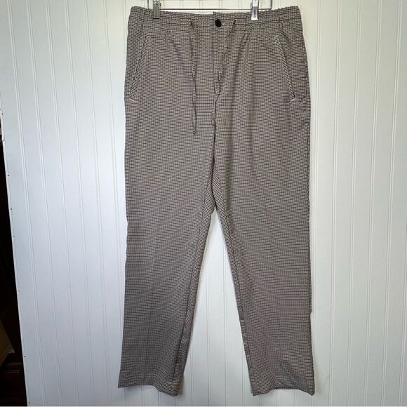 H&M M plaid Patterned work Pants elastic waist - Picture 1 of 13